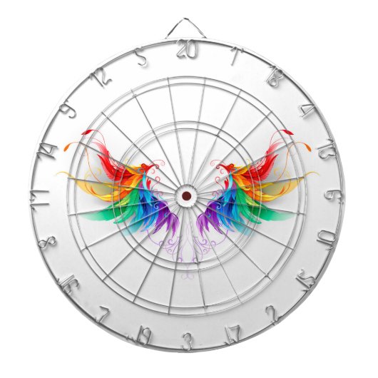 Fluffy Regenboog Vleugels Dartbord (Voorkant)