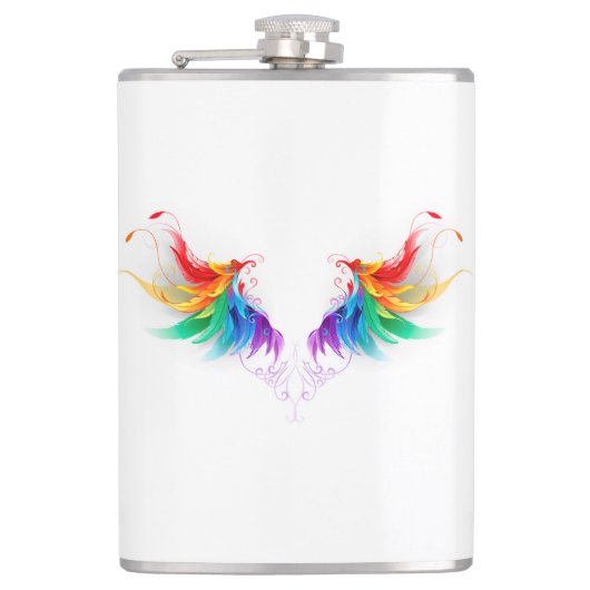 Fluffy Regenboog Vleugels Heupfles (Voorkant)