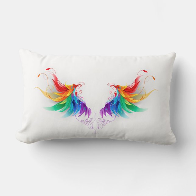 Fluffy Regenboog Vleugels Kussen (Voorkant)