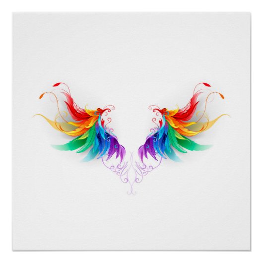 Fluffy Regenboog Vleugels Perfect Poster (Voorkant)