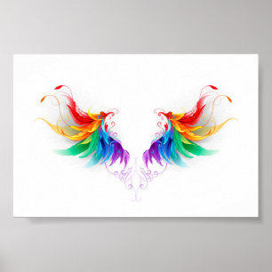 Fluffy Regenboog Vleugels Poster