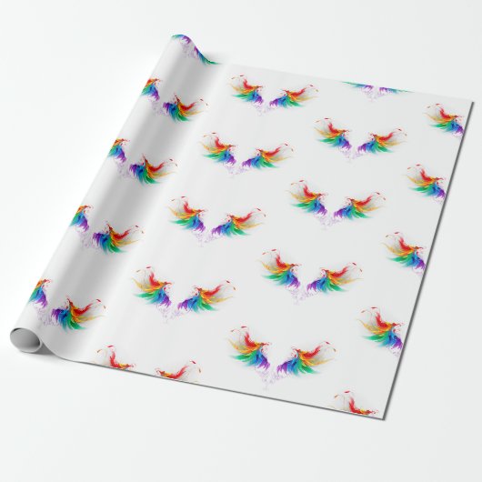 Fluffy Regenboogvleugels Cadeaupapier (Uitgerold)