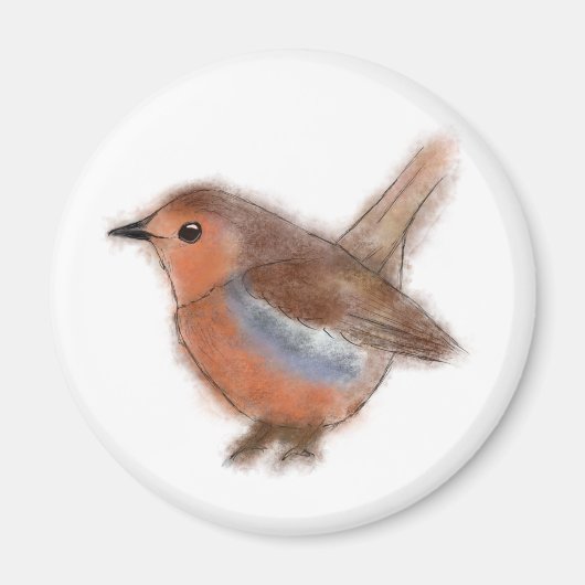 Fluffy Robin Magneet (Voorkant)
