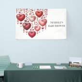 Fluffy Rode Bloemhart Baby Shower Spandoek (Beurs)