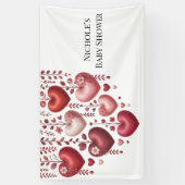 Fluffy Rode Bloemhart Baby Shower Spandoek (Verticaal)