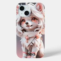Fluffy roze en witte puppy Kinder aangepaste naam