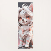 Fluffy Roze en Witte Puppy Kinder Custom Yogamat (Achterkant)