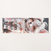 Fluffy Roze en Witte Puppy Kinder Custom Yogamat (Voorkant (horizontaal))