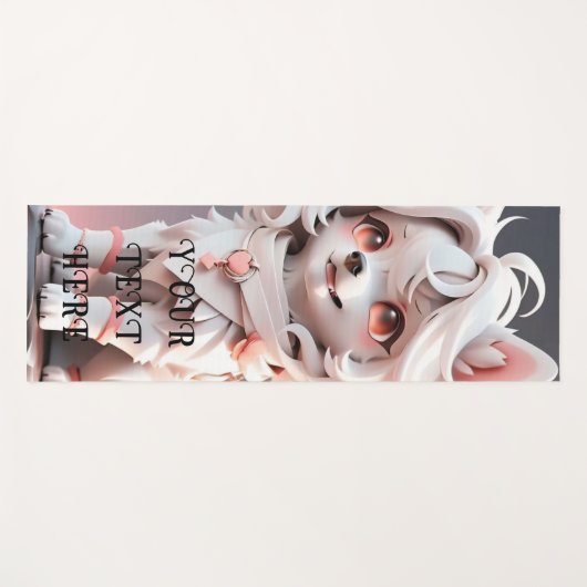 Fluffy Roze en Witte Puppy Kinder Custom Yogamat (Voorkant (horizontaal))