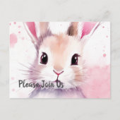 Fluffy roze konijntje Speciale dag Uitnodiging Briefkaart (Voorkant)