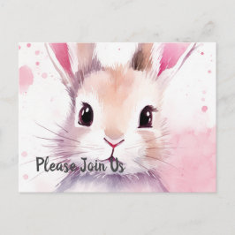 Fluffy roze konijntje Speciale dag Uitnodiging Briefkaart