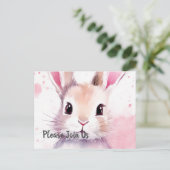 Fluffy roze konijntje Speciale dag Uitnodiging Briefkaart (Staand voorkant)