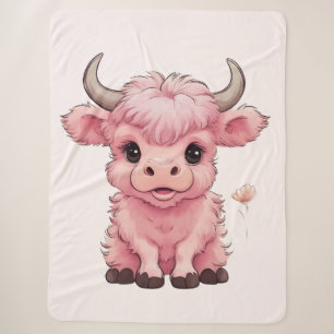 Fluffy Roze Schotse Hoogland Koe Sherpa Deken