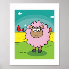 Fluffy Schaap Illustratie | Kinderen Boerderij Die Poster