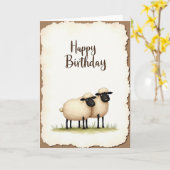 Fluffy Schaap Verjaardagskaart Kaart (Gele Bloem)