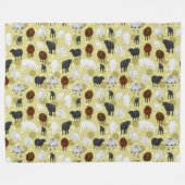 Fluffy Schapen en Lammetjes Patroon Fleece Deken (Voorkant (Horizontaal))