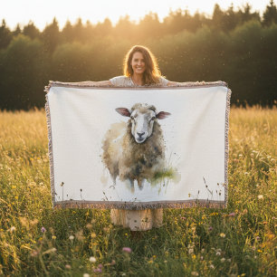Fluffy schapen in de weide deken