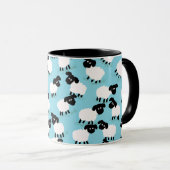 Fluffy schapen op babyblauw mok (Voorkant rechts)