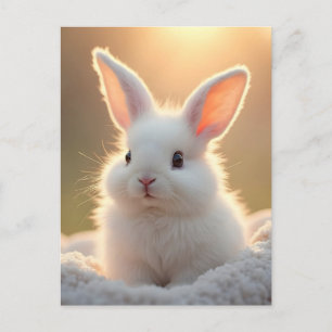 Fluffy, schattig, wit konijn, op maat feestdagenkaart