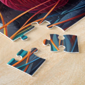 Fluffy schattige calico Kittens, Kleurrijk garen, Legpuzzel (Zijkant)