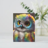 Fluffy Schattigee kleurrijke uil Briefkaart (Staand voorkant)