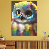 Fluffy Schattigee kleurrijke uil Canvas Afdruk (Insitu (Woonkamer))