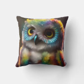 Fluffy Schattigee kleurrijke uil Kussen (Achterkant)