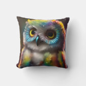 Fluffy Schattigee kleurrijke uil Kussen (Voorkant)
