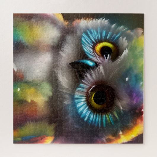 Fluffy Schattigee kleurrijke uil Legpuzzel (Horizontaal)