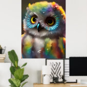 Fluffy Schattigee kleurrijke uil Poster (Thuiskantoor)