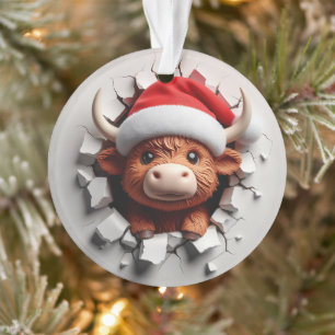 Fluffy Schotse Koe Festief Ornament
