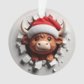 Fluffy Schotse Koe Festief Ornament (voorkant)