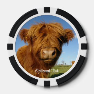Fluffy Scottish Highland Koe - Blue Sky Poker Chips
