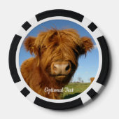 Fluffy Scottish Highland Koe - Blue Sky Poker Chips (Achterkant)