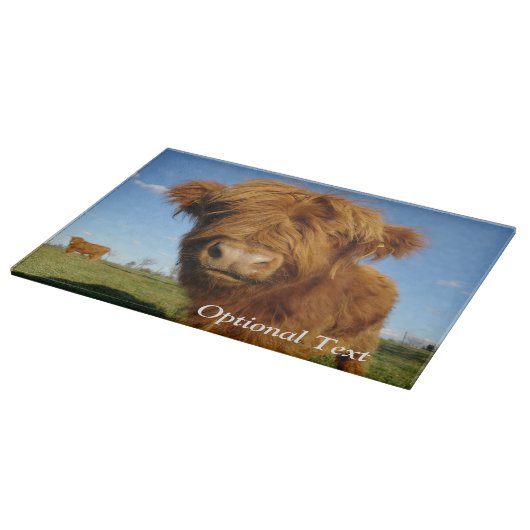 Fluffy Scottish Highland Koe - Blue Sky Snijplank (Hoek)
