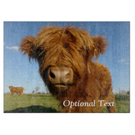 Fluffy Scottish Highland Koe - Blue Sky Snijplank