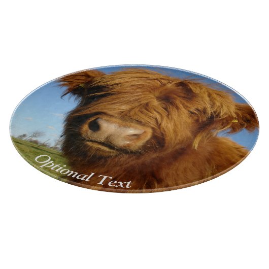 Fluffy Scottish Highland Koe - Blue Sky Snijplank (Hoek)