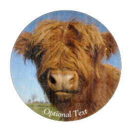 Fluffy Scottish Highland Koe - Blue Sky Snijplank