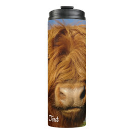 Fluffy Scottish Highland Koe - Blue Sky Thermosbeker