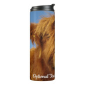 Fluffy Scottish Highland Koe - Blue Sky Thermosbeker (Gedraaid links)