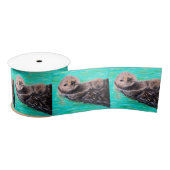 Fluffy Sea Otter Painting Satijnen Lint (Spoel)