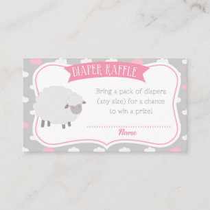 Fluffy Sheep Diaper Raffle Insert (grijs en roze) Informatiekaartje
