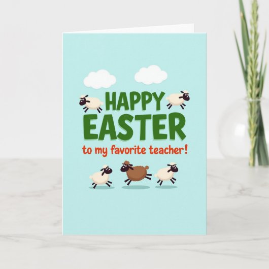 Fluffy Sheep Easter Card Kaart (Voorkant)