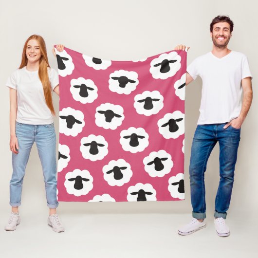 Fluffy Sheep Fibre Love Knit Crochet Fleece Deken (In situ)