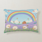 Fluffy Sheep Lavender Field Rainbow Art Accent Kussen (Voorkant)