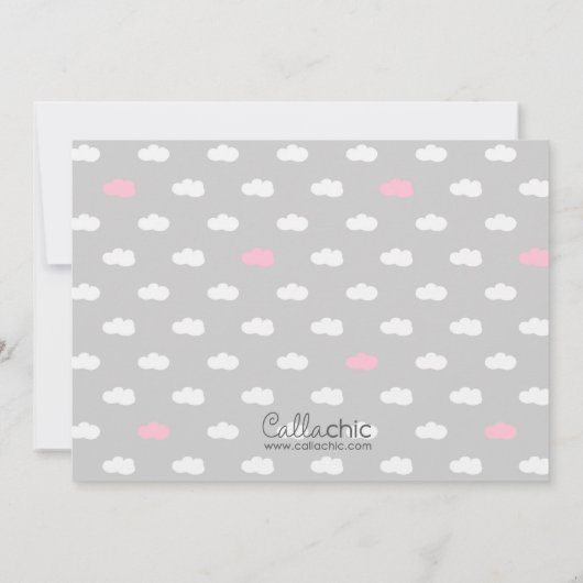 Fluffy Sheep met Cloud Invitation (grijs roze) Kaart (Achterkant)