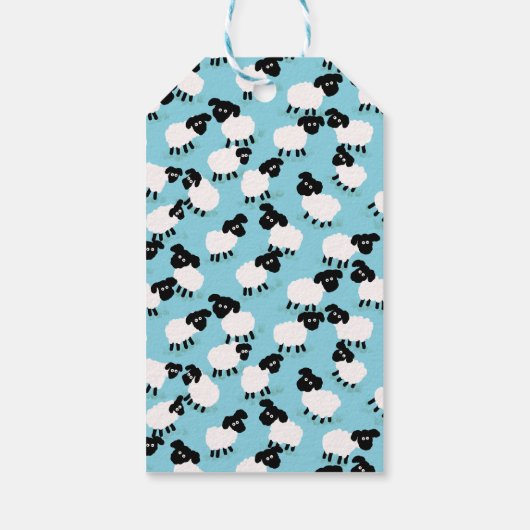 Fluffy Sheep op Baby Blue Cadeaulabel (Achterkant)
