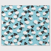 Fluffy Sheep op Baby Blue Cadeaupapier (Vlak)