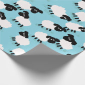 Fluffy Sheep op Baby Blue Cadeaupapier (Hoek)