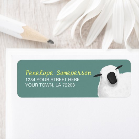 Fluffy Sheep Return-adreslabels Etiket (Insitu)